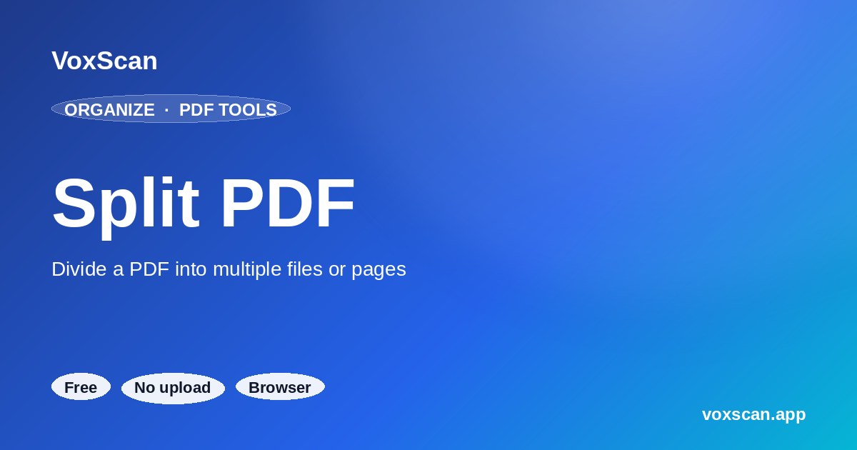 Split PDF Free Online – Extract Pages & Ranges | VoxScan